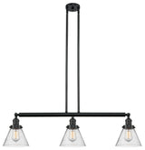 Large Cone 3-Light Island Light, Seedy Glass, Matte Black