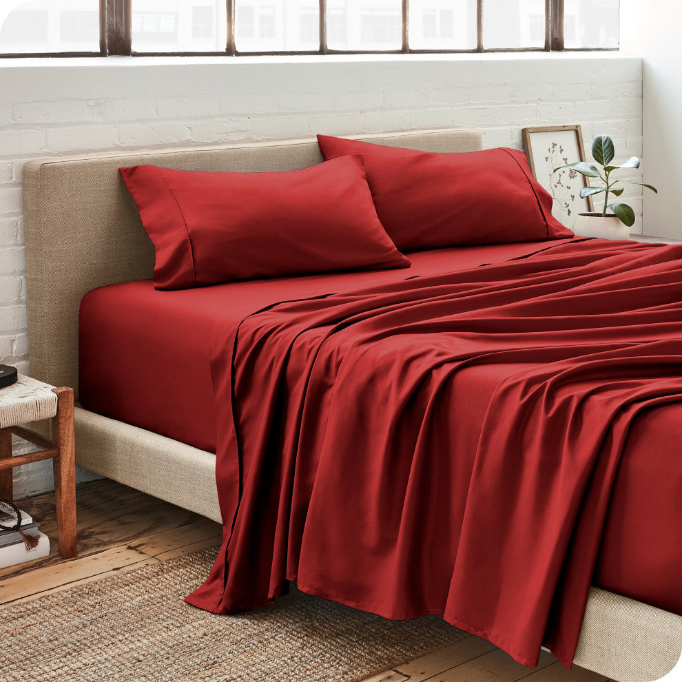 Bare Home Twin XL 1800 Microfiber Sheet Set, Red