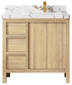 Elizabeth Oak 36" Right Offset Sink Vanity, White 2" Viola Brown
