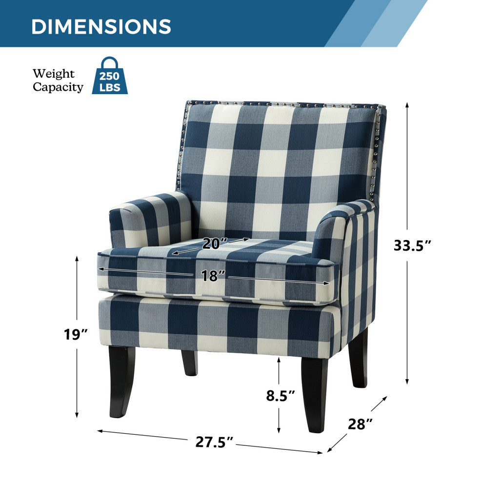 Herrera Classic Armchair With Pattern, Buffalo Navy