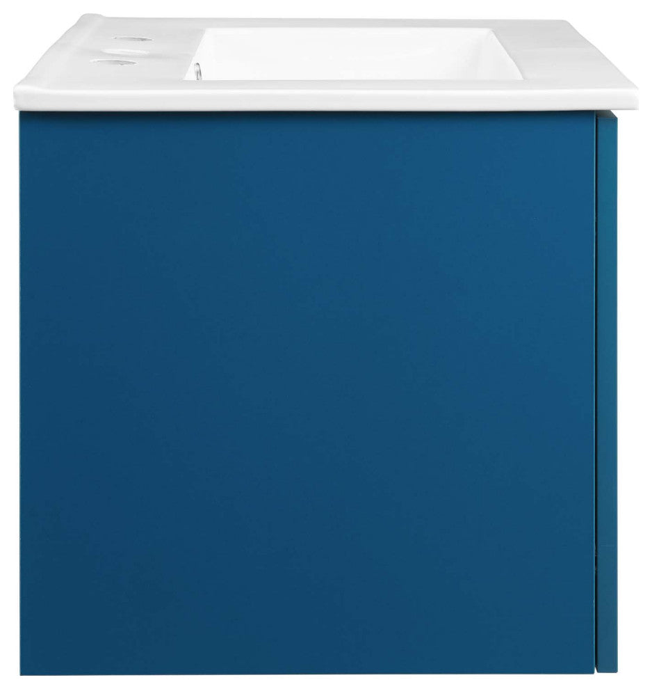 Maybelle 24" Wall-Mount Bathroom Vanity, Navy White