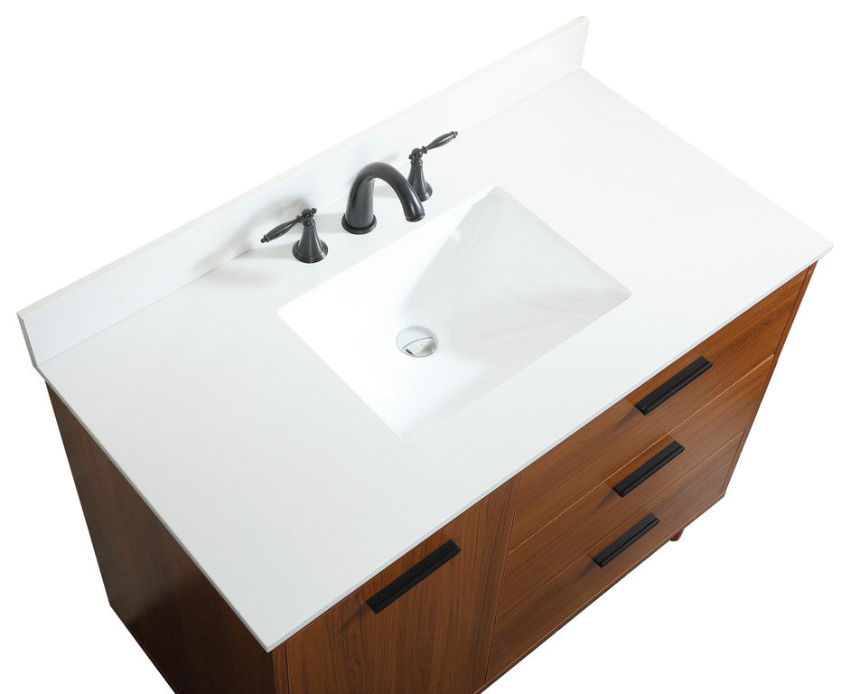 Home Living Modern Natural Oak-Light Bathroom Vanity, Teak, 42"