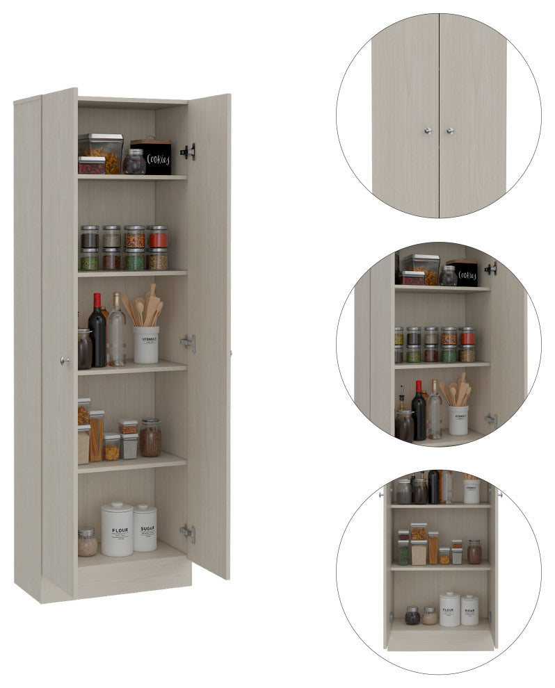DEPOT E-SHOP Dakari Multistorage Cabinet, White Washed Oak