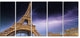"Beautiful View Paris Eiffel Tower Under Purple Sky" Wall Art, 60"x28", 5-Panels