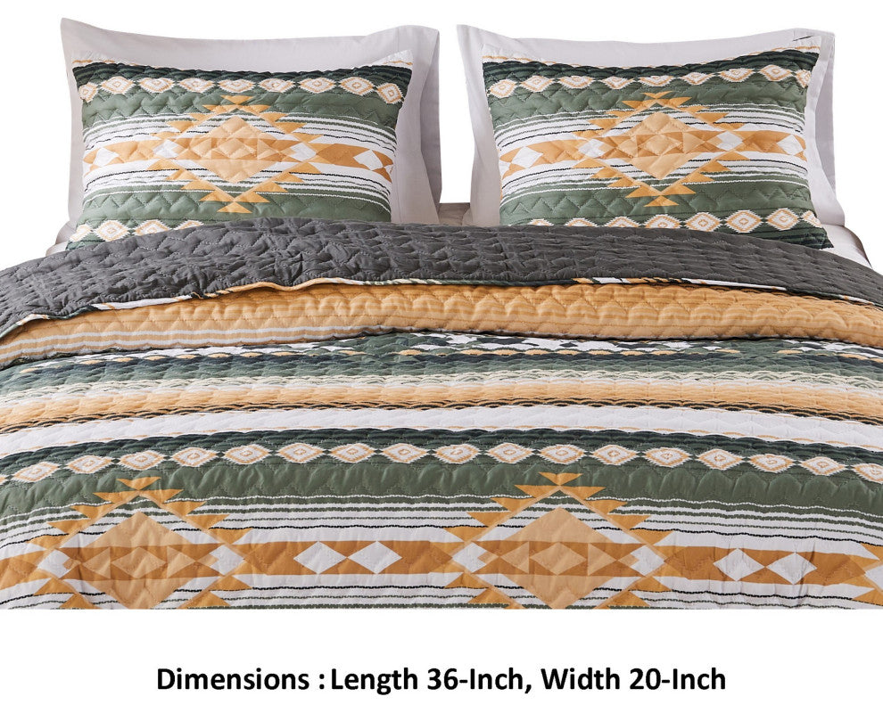 Benzara BM293496 King Size Pillow Sham, Southwest Yellow Stripes, Zipper