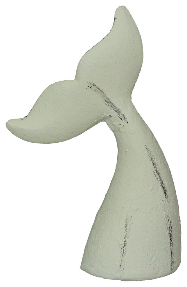 Set of 2 White Cast Iron Whale Tail Bookends Nautical Home Decor Bookshelf