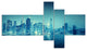 Blue New York at Night, Cityscape Digital Art Canvas Print, 60"x32", 5 panels