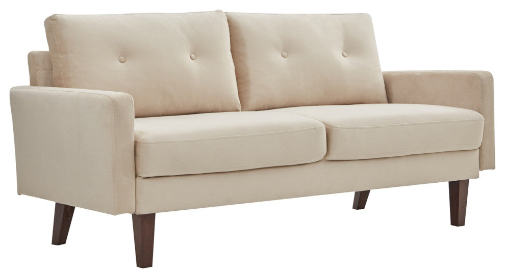 Beige Velvet Modern Tufted Modular Sofa