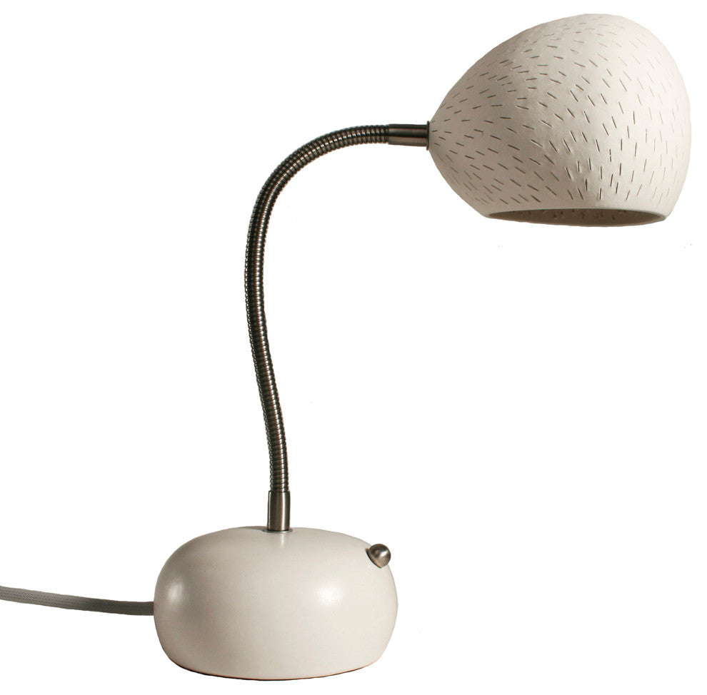 Porcupine Desk Lamp, White, Line Pattern
