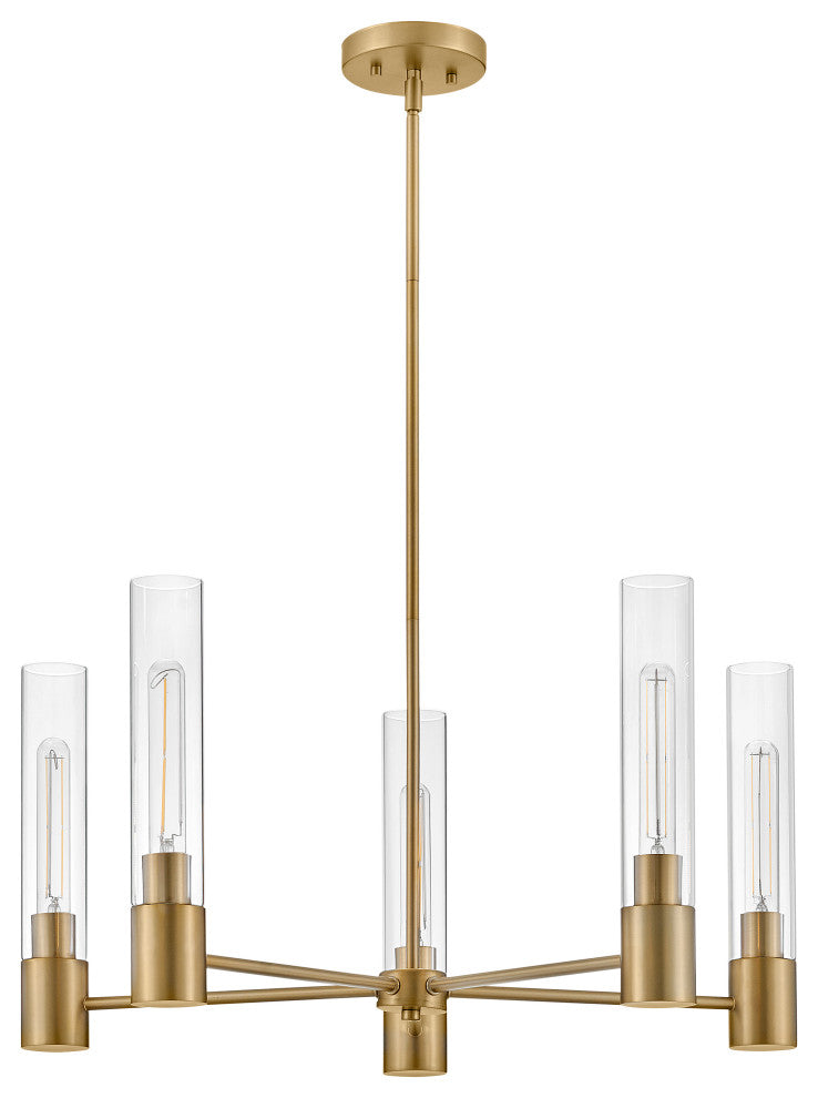 Lark Shea 28" Medium Single Tier Chandelier, Lacquered Brass