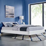 Harlow Queen Performance Velvet Platform Bed Frame White