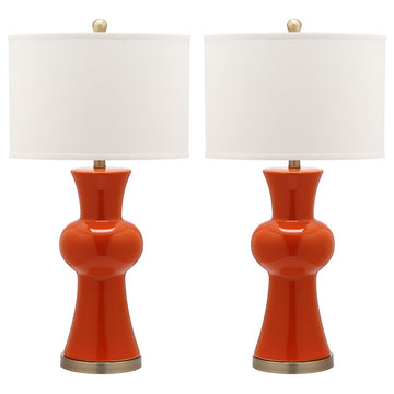 Safavieh Lola Column Lamps, Set of 2, Orange