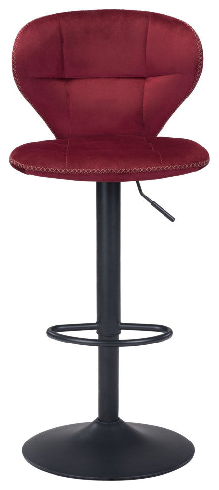 Bar Stool Chair Barstool, Steel Metal, Fabric, Red, Black, Kitchen Cafe Bistro