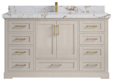 Boston 60" Single Bathroom Vanity in Fine Grain 2" Viola Gold