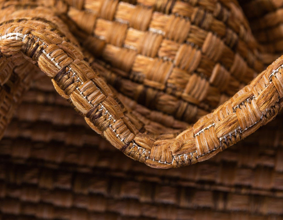Rug Unique Loom Outdoor Border Light Brown Rectangular 5' 3 x 8' 0