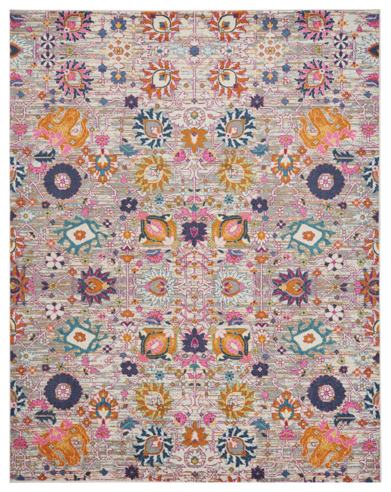 8 x 10 Gray and Pink Distressed Area Rug