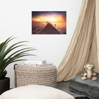 Surreal Wooden Pier at Sunset Landscape Photo Loose Wall Art Prints, 12" X 18"