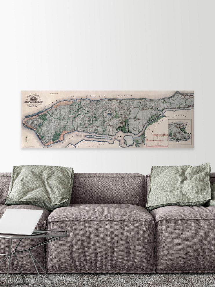 "Panorama Plan" Painting Print on Wrapped Canvas, 15x5