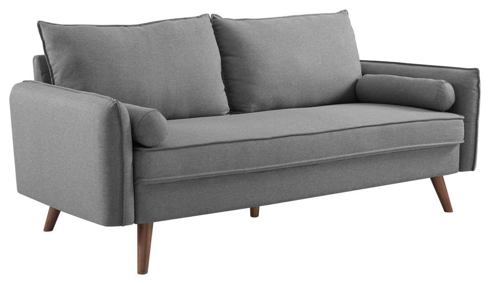 Revive Upholstered Fabric Sofa and Loveseat Set Light gray
