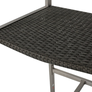 GDF Studio Capral Outdoor Gray Wicker Bar Stools, Set of 2