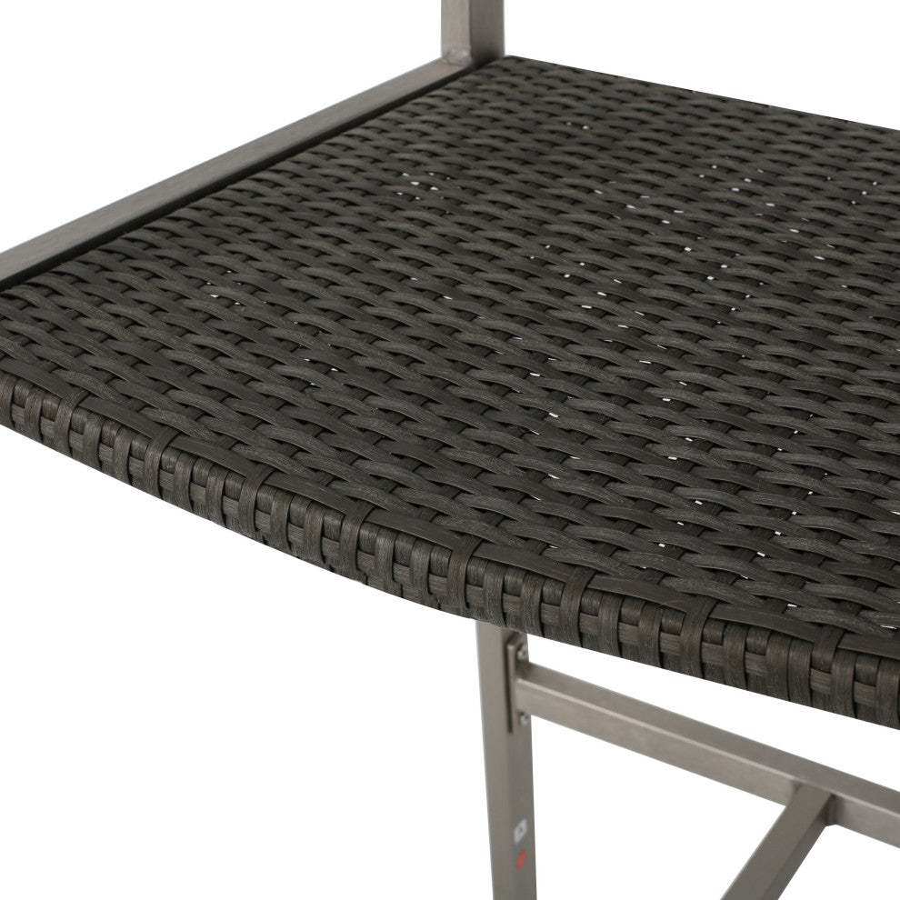 GDF Studio Capral Outdoor Gray Wicker Bar Stools, Set of 2