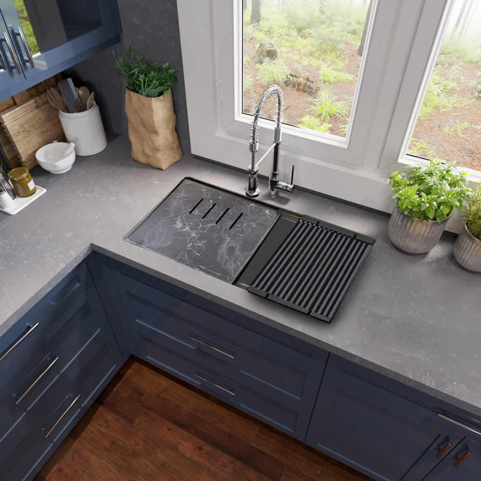 Nantucket Sinks Undermount Workstation Granite Composite, Titanium