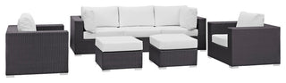 Convene 7 Piece Outdoor Patio Sectional Set, Espresso White