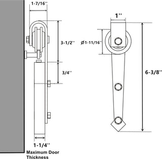 Mini Sliding Barn Door Hardware Kit, Arrow Design, 114", Single