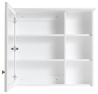 Solid Wood Bathroom Medicine Cabinet With Silver Coated Mirror, White, 34"x30"