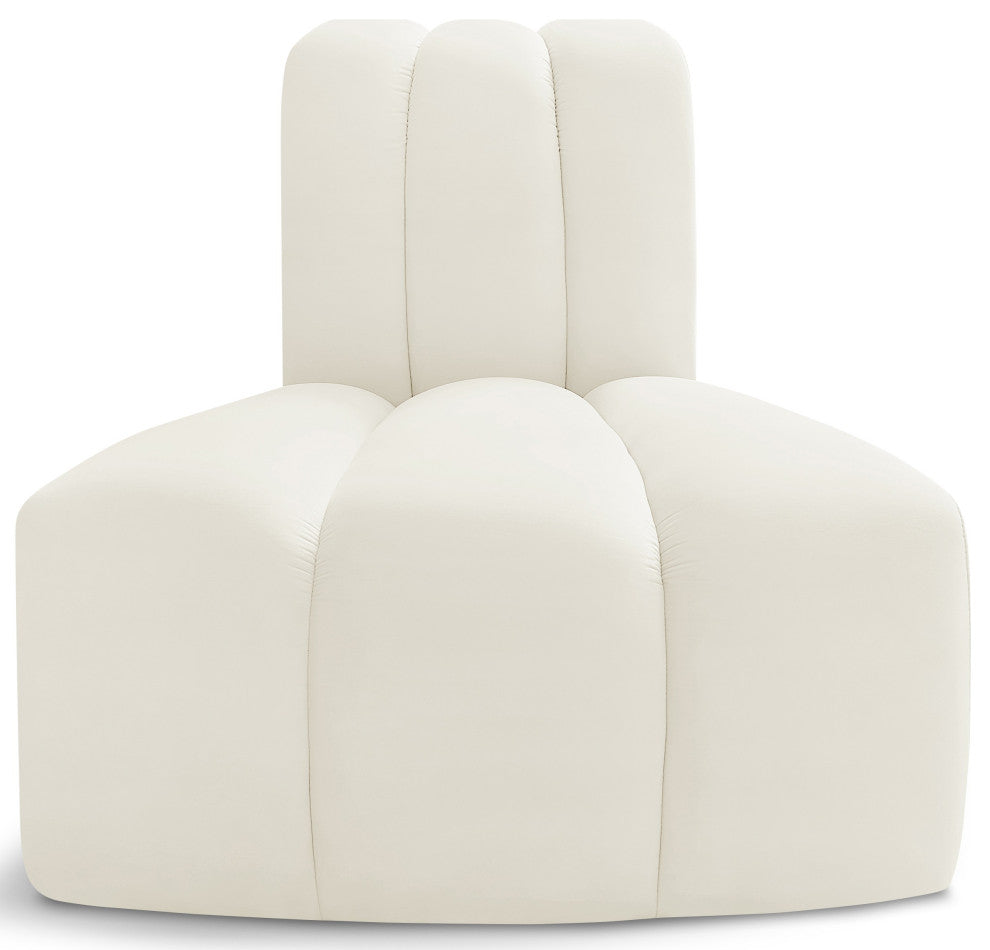 Arc Upholstered Modular Component, Cream, 1-Piece: Reverse Corner, Velvet