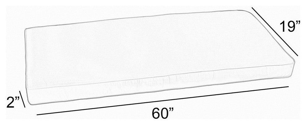 Sunbrella Charcoal Gray With Ivory Outdoor Bench Cushion 55-60", Corded