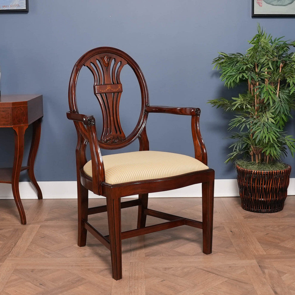 Oval Back Inlaid Arm Chair
