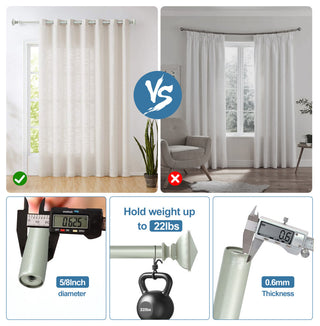 Square Urn Adjustable Double Curtain Rod Set, 5/8", Pewter, 28"-48"