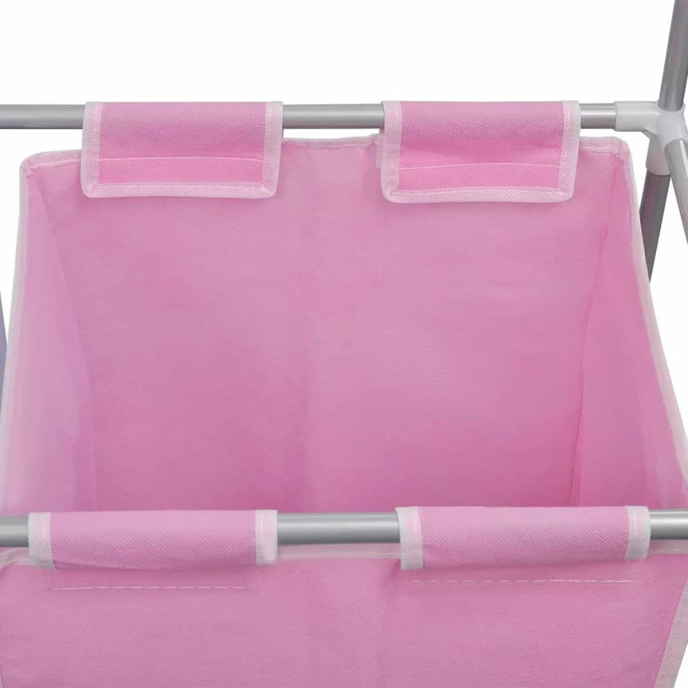 vidaXL Hamper Laundry Sorter Double 2 Sections 1 Shelf Removable Laundry Bags