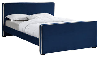 Dillard Velvet Upholstered Bed, Navy, Full