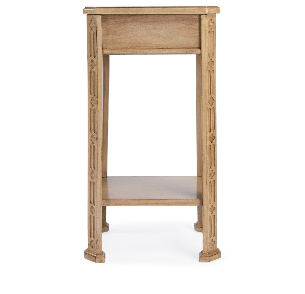 Moyer Wood Side Table With Storage, Antique Beige