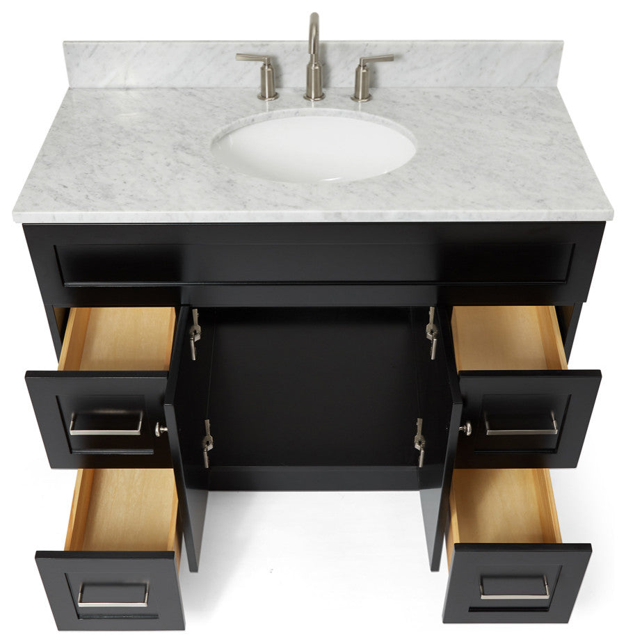 Ariel Hamlet 43" Oval Sink Bath Vanity, 0.75" Carrara Marble