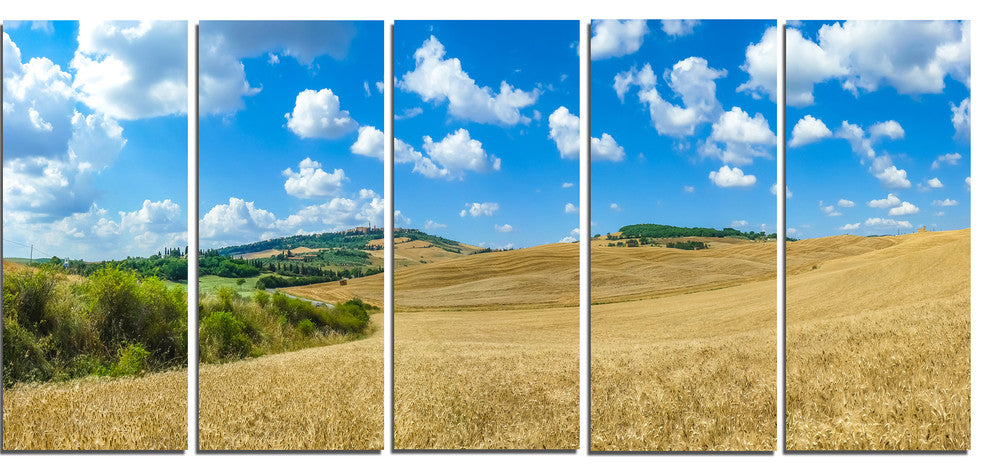 Town of Pienza Val d Orcia Italy, Landscape Canvas Art Print, 60"x28", 5 Panels