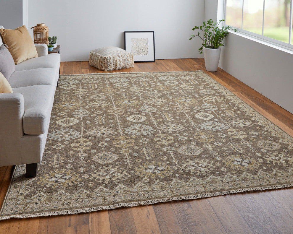 Aleska Traditional Oriental, Brown/Ivory, 2'6"x10' Runner