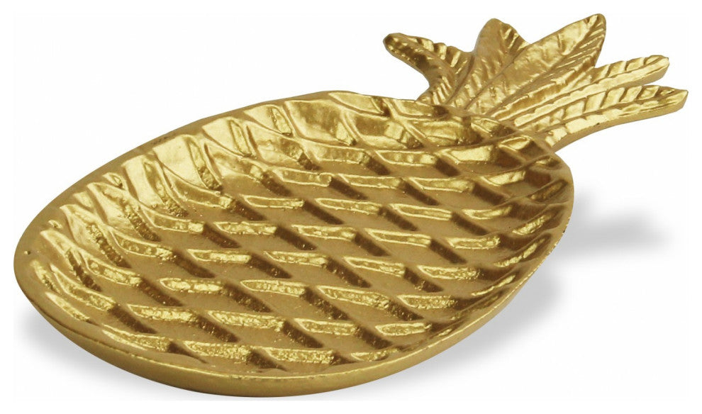Golden Cast Iron Pineapple Centerpiece Shallow Bowl