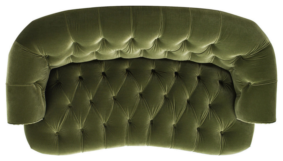 La Rosa Victorian Chesterfield Loveseat, Olive Green Performance Velvet