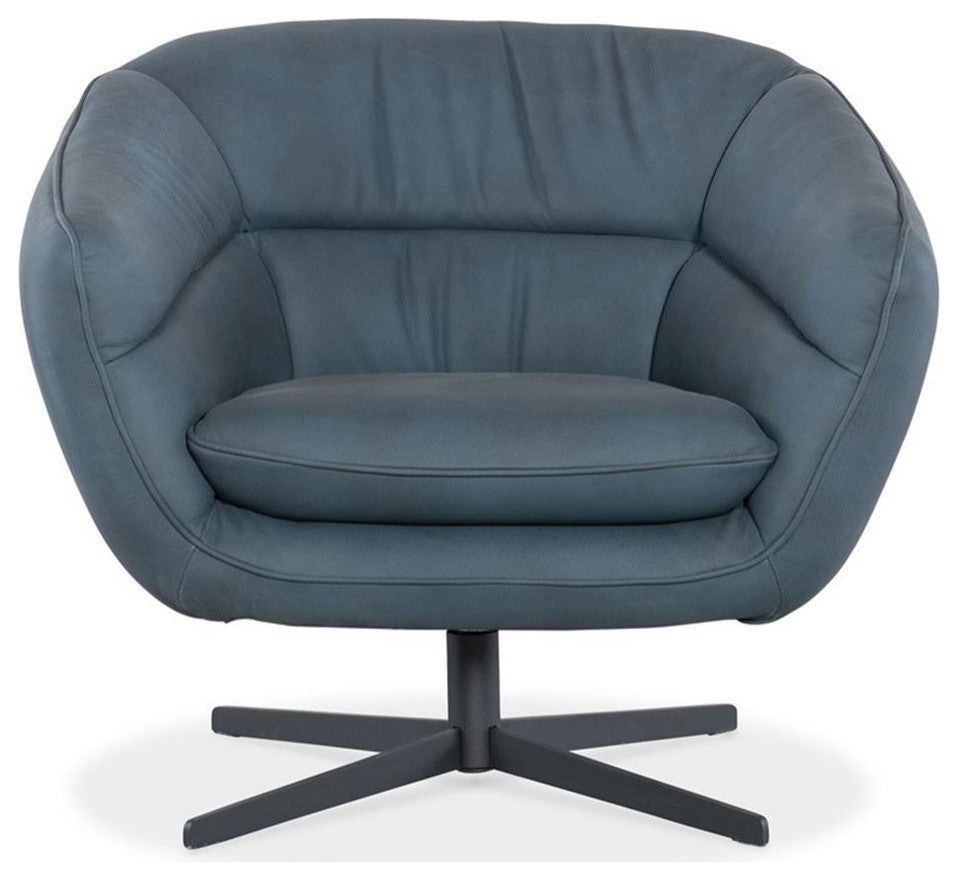 Hooker Furniture Mina Contemporary Leather Swivel Chair in Blue