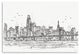 48" Monochrome City Skyline Sketch Canvas Wall Art