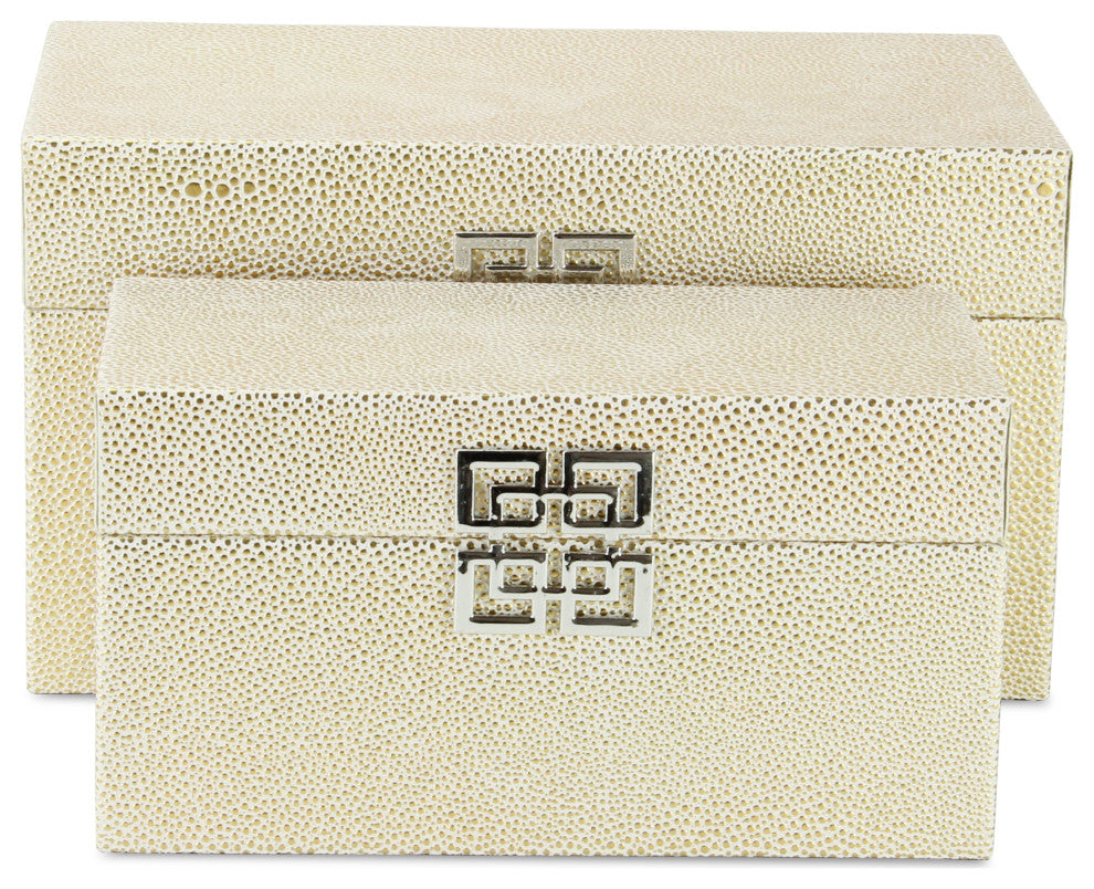 Galena "Double Happiness" Faux Shagreen Box Set, White Gold