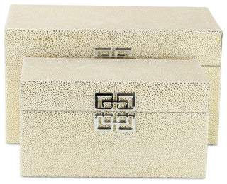 Galena "Double Happiness" Faux Shagreen Box Set, White Gold