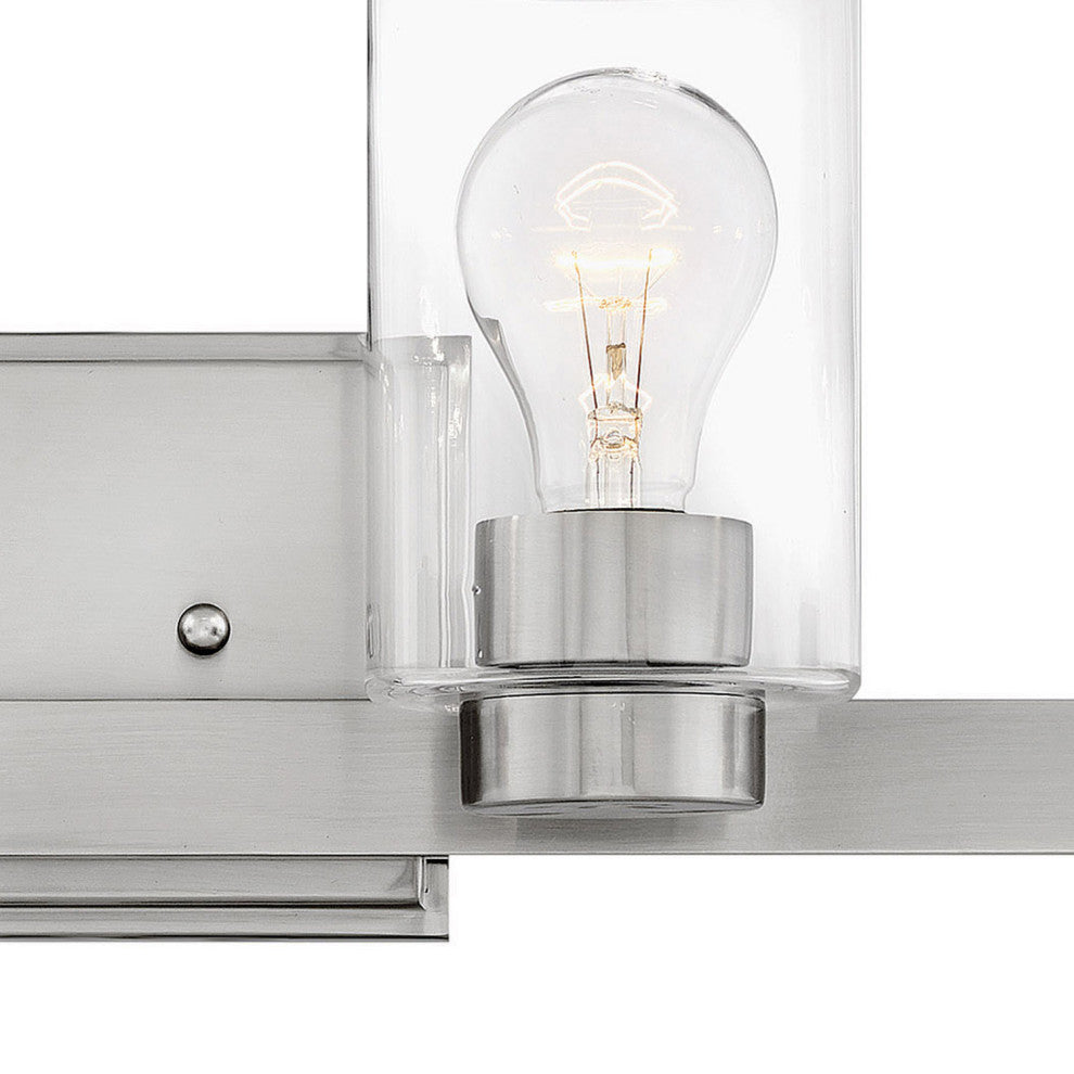 Hinkley Miley Four Light Vanity, Brushed Nickel With Clear Glass