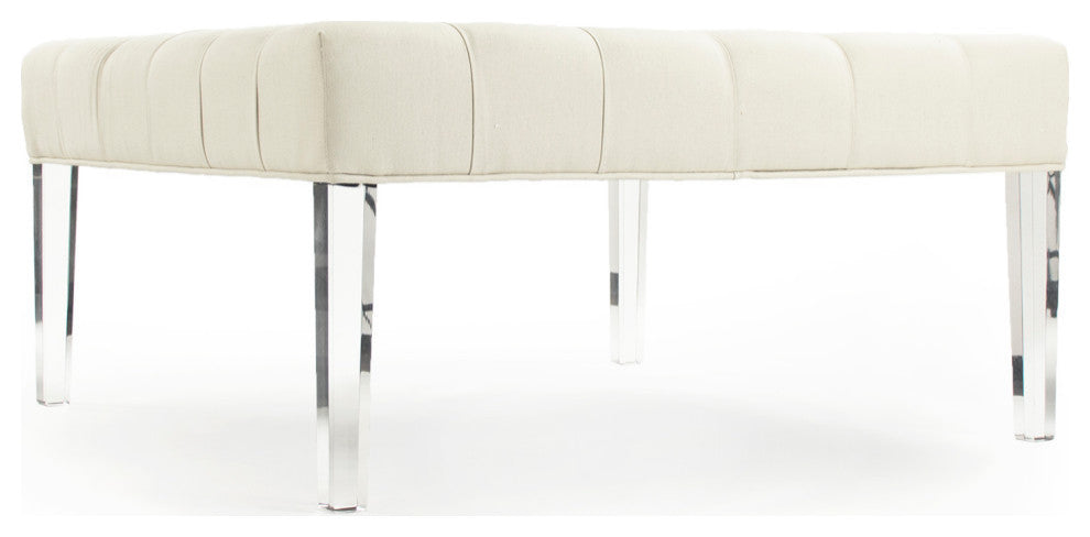 Raylen Ottoman, Cream Cotton