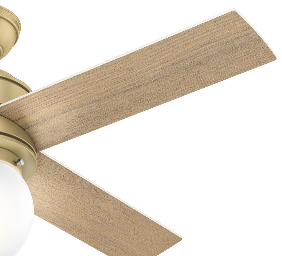 Hunter 44" Hepburn Modern Brass Ceiling Fan With Light Kit and Wall Control