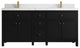 Sonoma 72 Double Sink Reeded Bath Vanity in Black 2" Calacatta Laza