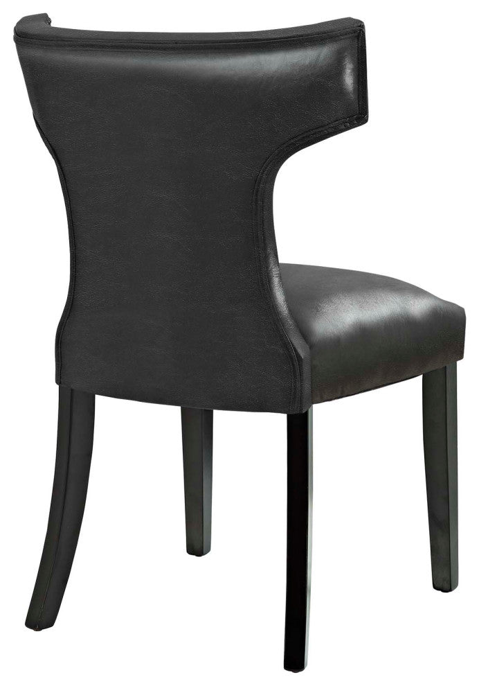 Curve Dining Chair Vinyl Set of 2, Black